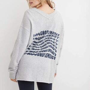 AERIE | Grey Oversized V-Neck 1800GoodEnergy Sweatshirt